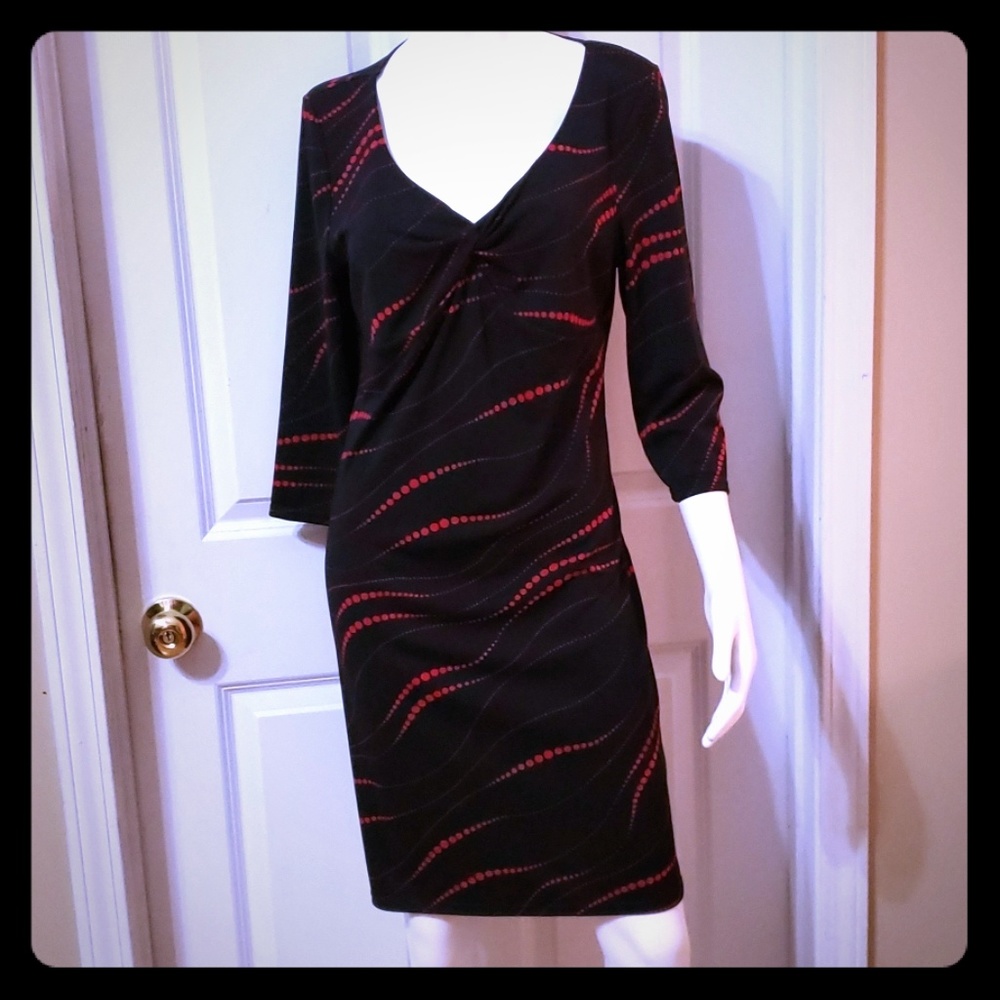 3/4 length sleeve twist front dress